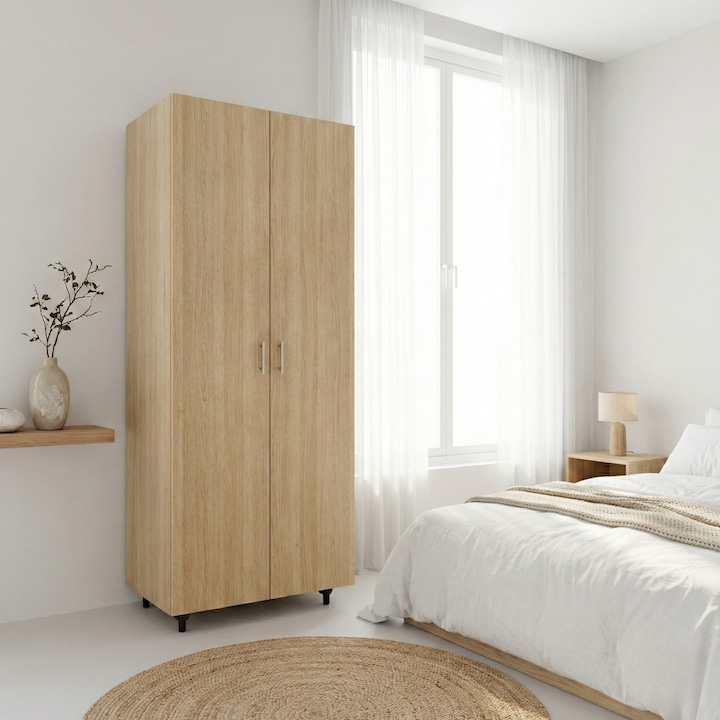 Dulap dormitor cu rafturi, Stejar Sonoma, 200x80x40cm