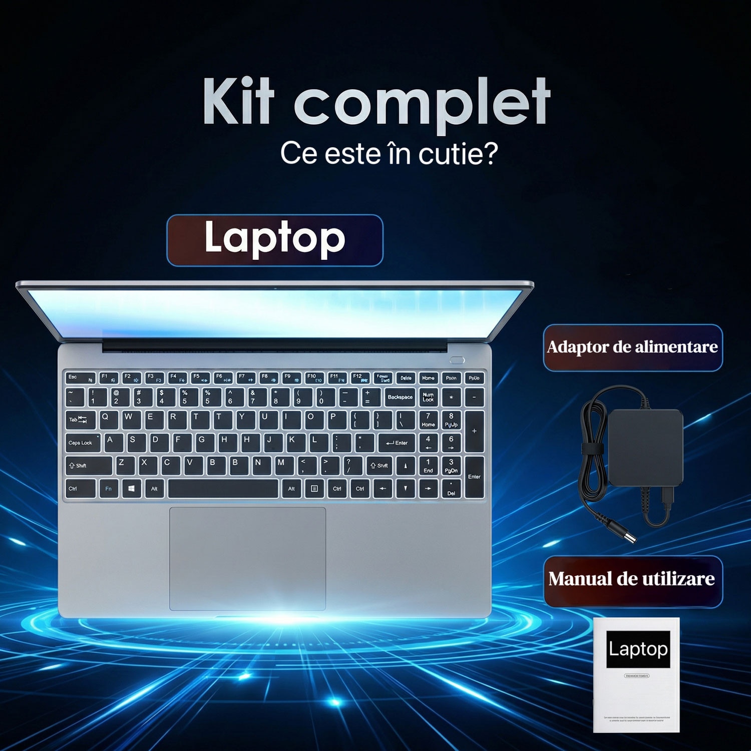 Laptop MiniHyper cu procesor Intel Celeron N5100, 15.6" Full HD, 16GB DDR4 RAM, 512GB SSD,4C/4T, Intel UHD Graphics, Windows 11 Home, Argintiu