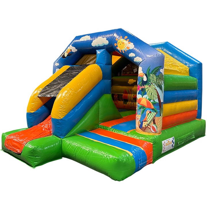 Loc de joaca gonflabil Boing Combo Mini Tropical, 4.6m x 3.7m x 2.8m, 5 locuri, contine compresor