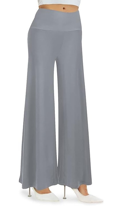 Pantaloni casual Cegerne, 3XL, gri, talie elastică, picioare largi