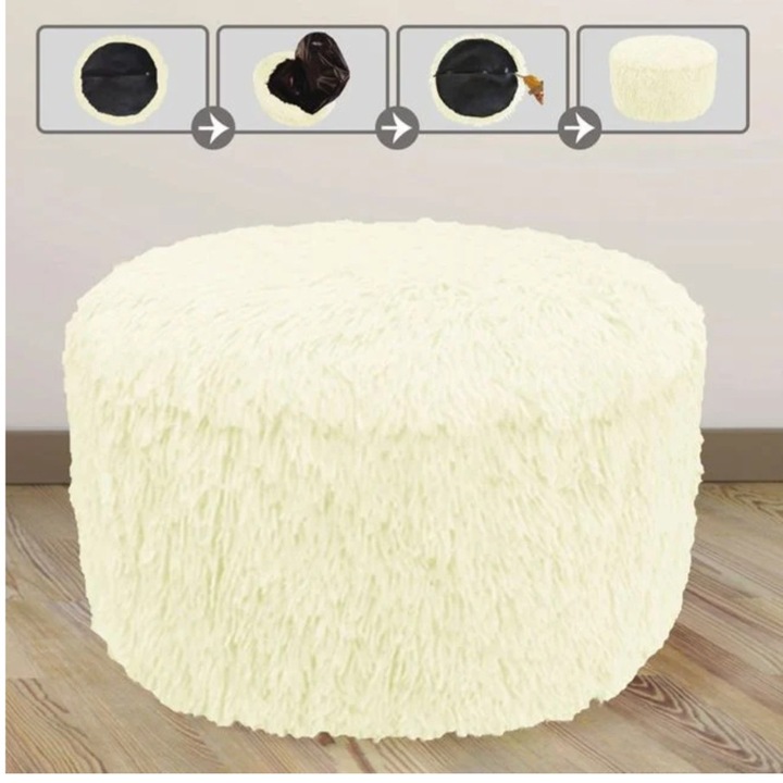 Taburet decorativ gonflabil, bej, 38x20cm