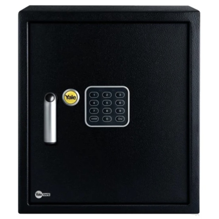 Seif Yale, inchidere electronica, 3-8 cifre, cod pin, otel, 4 baterii AA, anti efractie, LED, negru, 35 x 36 x 39 cm, 10.6kg