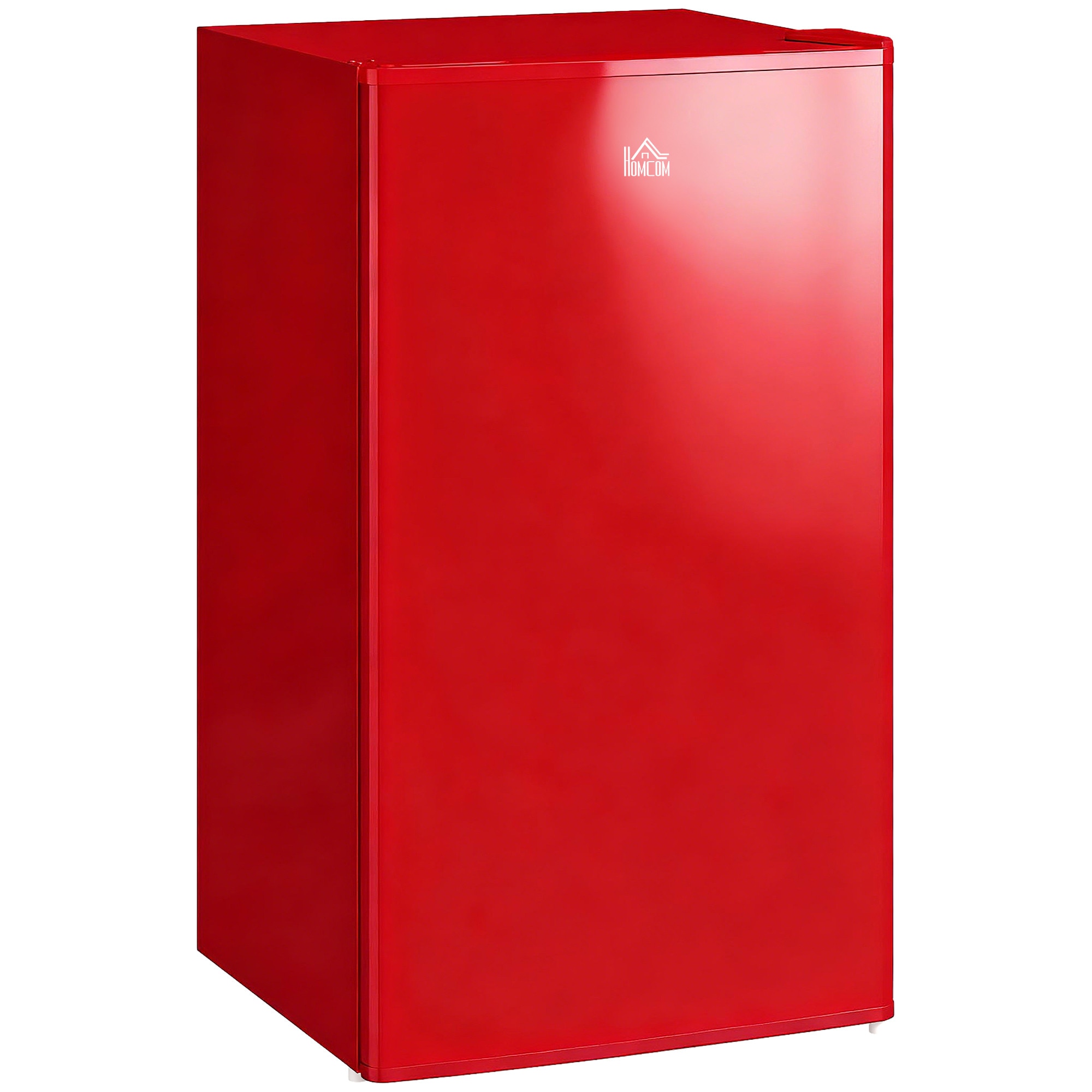 HOMCOM Frigider mic de 91L cu o singura usa reversibila, congelator si temperatura ajustabila, Rosu
