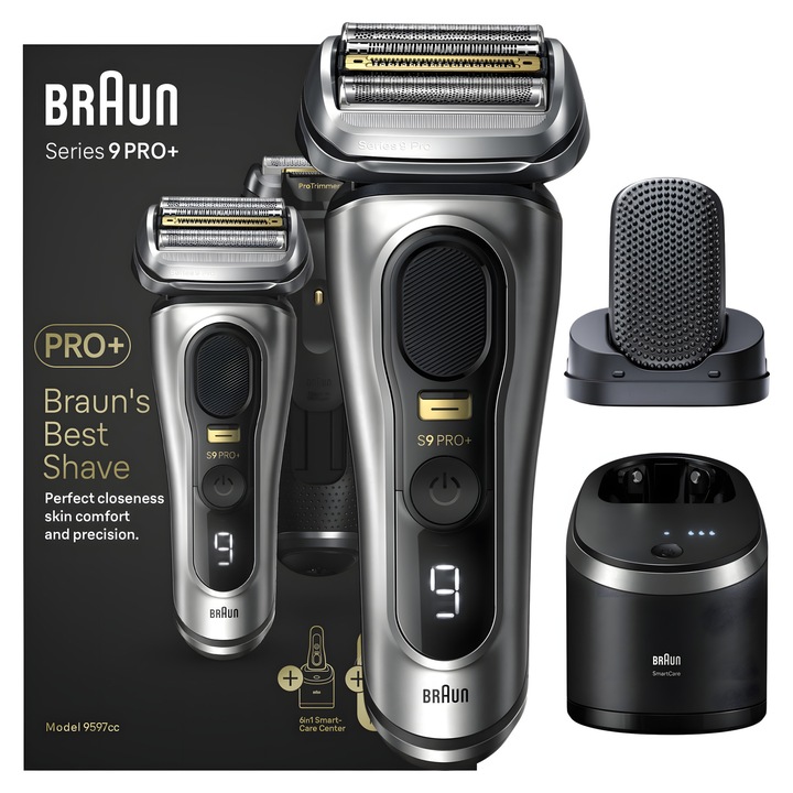 Електрическа самобръсначка Braun Series 9 Pro 9597cc, Wet & Dry, 5 елемента, сребристо-черна