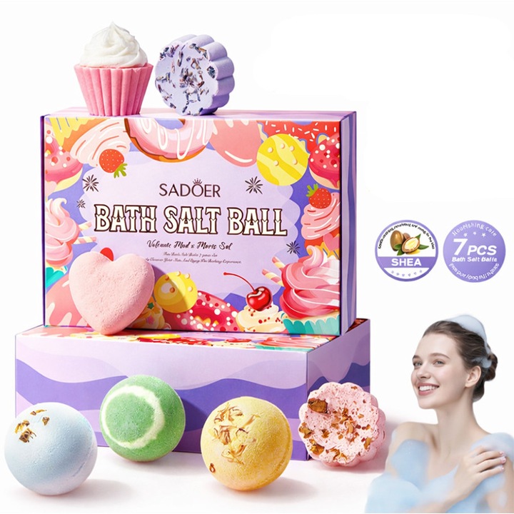 Set 7 bombe de baie efervescente, OSPE, 500g, arome diverse, multicolor