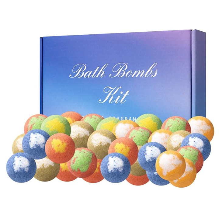 Set 24 bombe de baie efervescente aromatizate, 480g, culori diverse, unisex