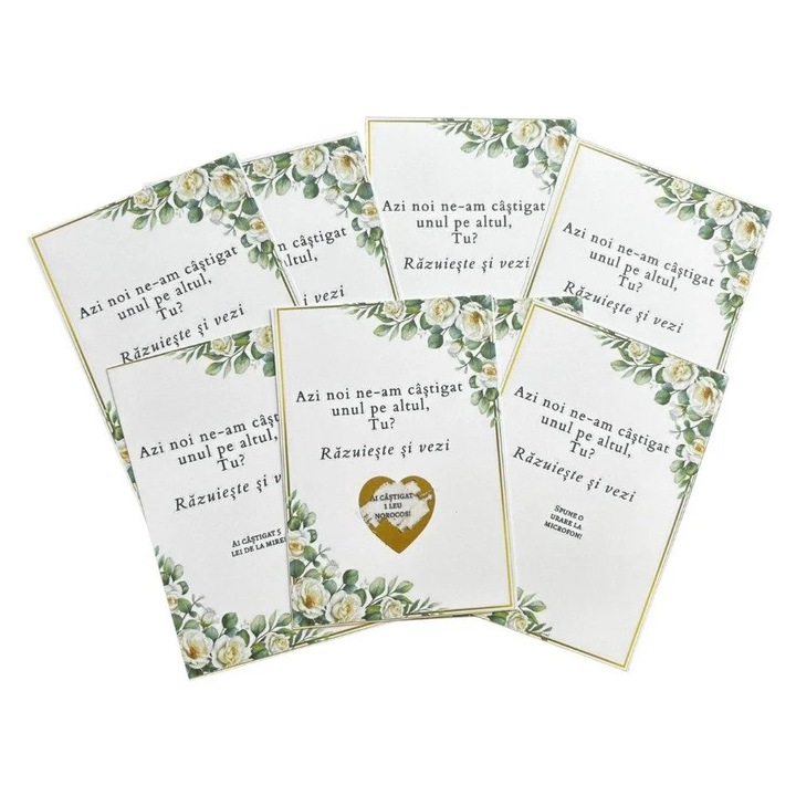 Set 60 marturii nunta, tip loz razuibil, Model 1, dimensiune 10x7 cm