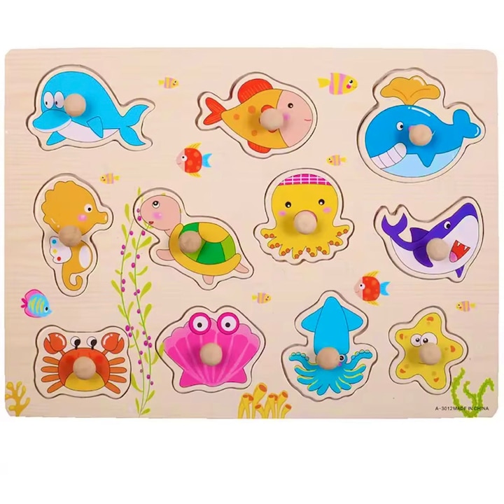 Дървен образователен пъзел – Морски животни