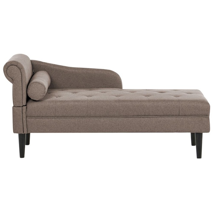 Sezlong stanga Beliani Taupe, 151x68cm, cu perna decorativa