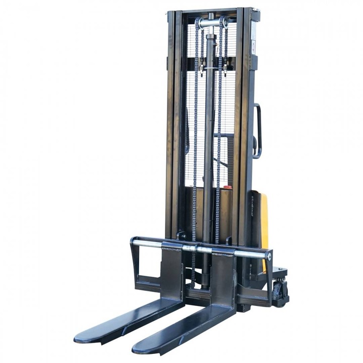 Transpalet semi-electric Breckner, sarcină maximă 1.5T, înălțime ridicare 3000mm, furci 1150mm