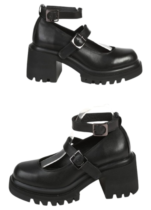 Pantofi cu platformă și toc gros Daniele Gilardo, piele naturală, negri, 37EU