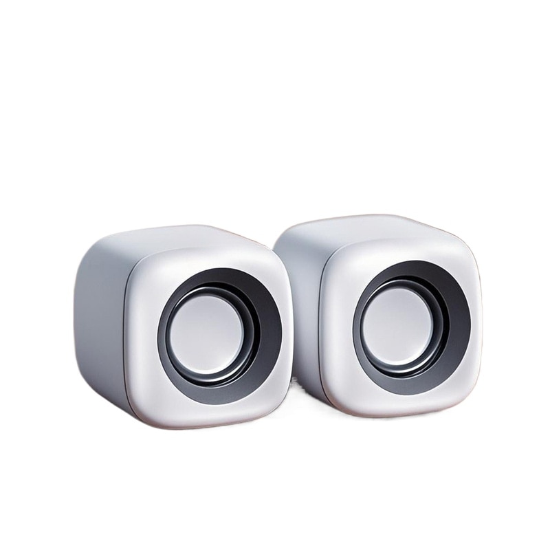 Boxe desktop, set 2 bucati, alb, 7.2x7.2x7.2cm, cablu auxiliar 3.5mm