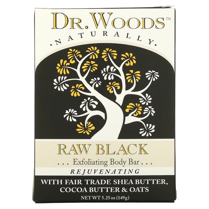 Sapun natural, Dr. Woods, negru, 149 g, cu unt de shea si unt de cacao, vegan
