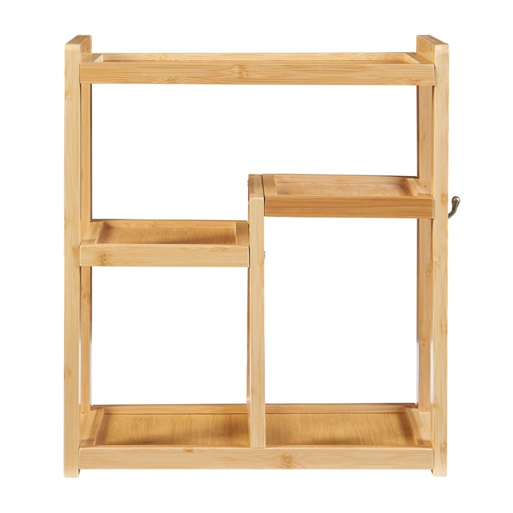 [en.casa] Fali polc Höör 42 x 37 x 17 cm bambusz natúr 5 polcfelülettel