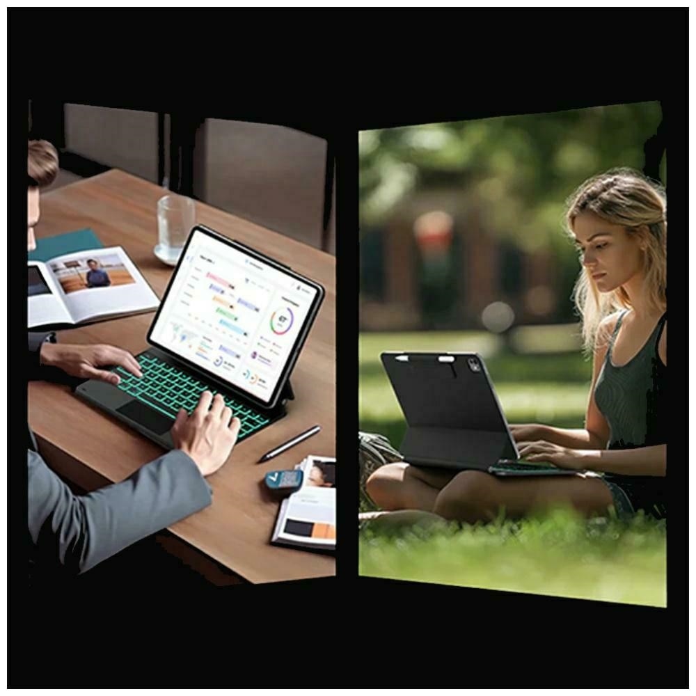 Husa cu tastatura Typecase Edge compatibila cu iPad Air 13 inch 2024 / 2025, Negru