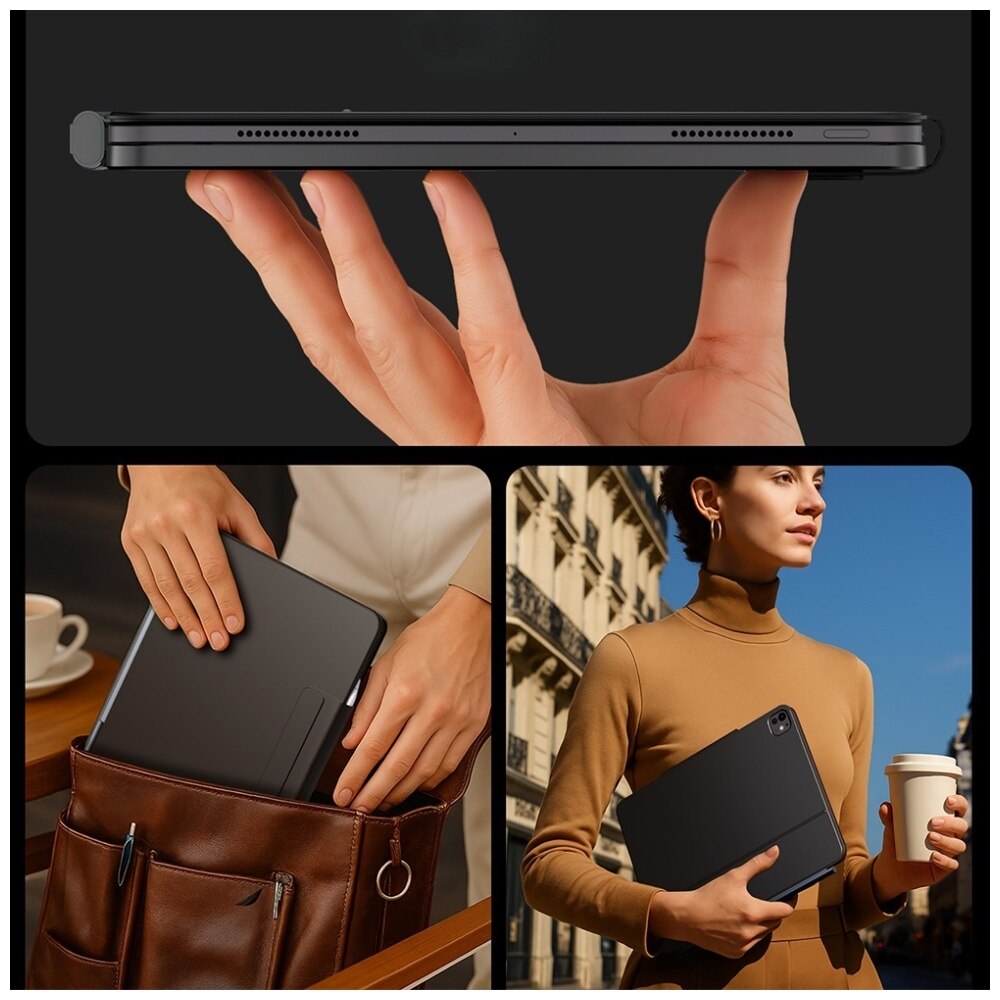 Husa cu tastatura Typecase Edge compatibila cu iPad Air 13 inch 2024 / 2025, Negru