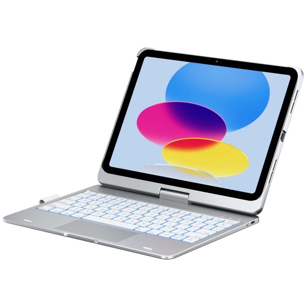 Husa cu tastatura Typecase Flexbook Touch compatibila cu iPad 10.9 inch 2022 / iPad 11 inch 2025, Silver