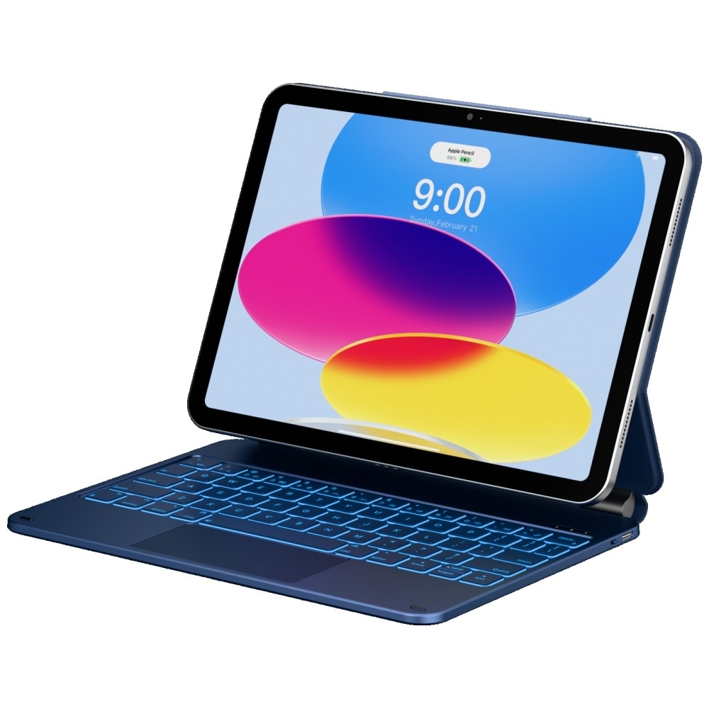 Husa cu tastatura Typecase Edge compatibila cu iPad 10.9 inch 2022 / iPad 11 inch 2025, Albastru