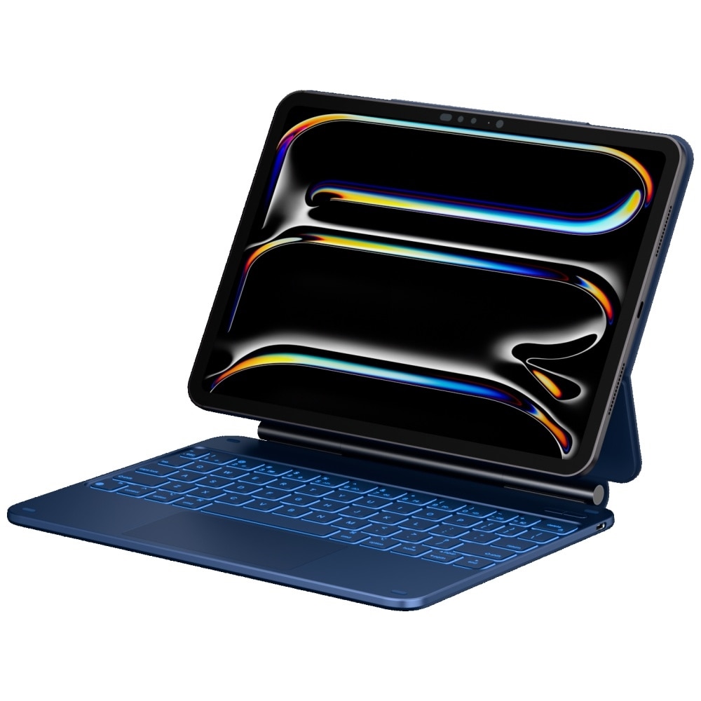 Husa cu tastatura Typecase Edge compatibila cu iPad Air 11 inch 2024 / 2025, Albastru