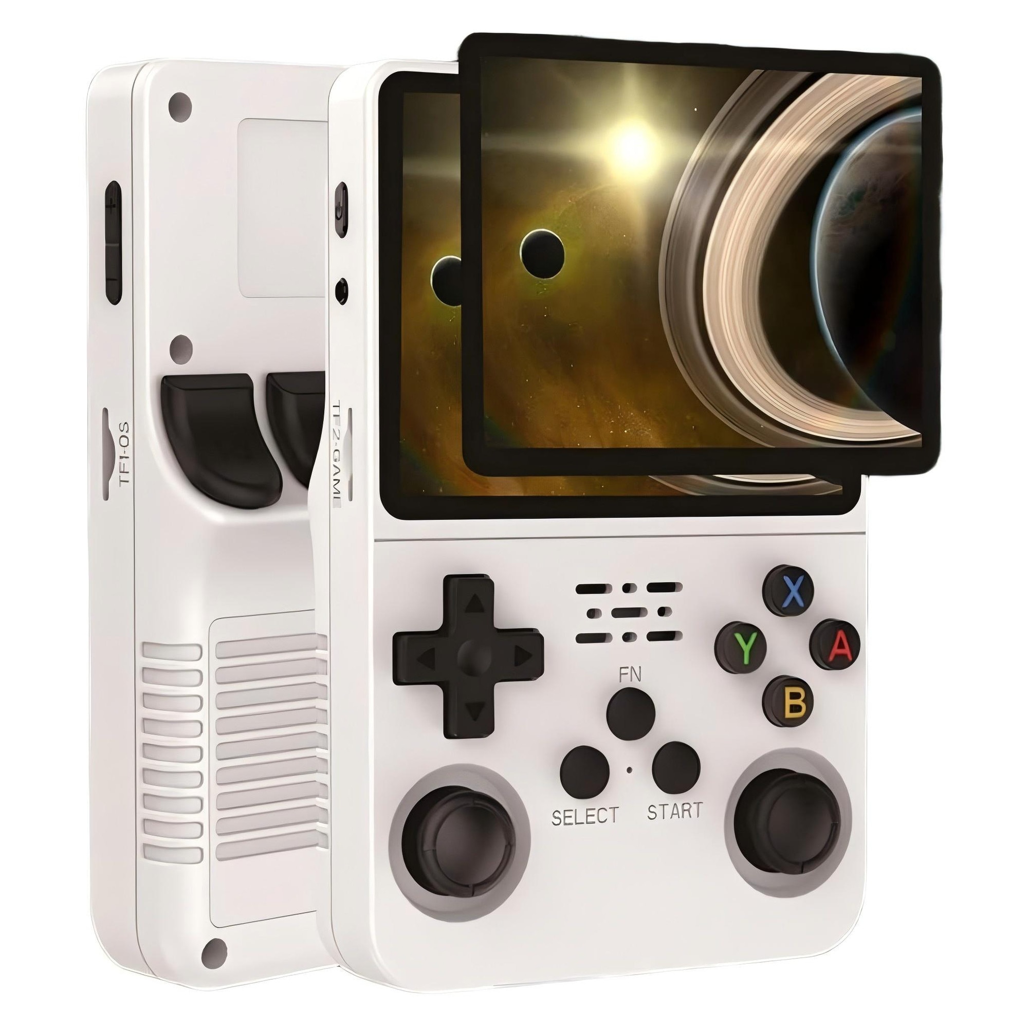 Consola portabila retro, Bedee, Ecran MIPI de 3,5 inci, 21.000 de jocuri clasice selectate, joystick de inalta precizie, Card de memorie 64G geanta de depozitare cu fermoar, Elegant si frumos, alb