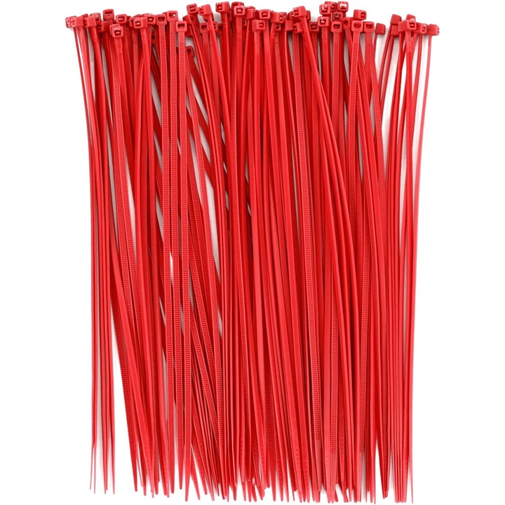 Устойчиви червени кабелни връзки, YDCY™, 3*100 (2, 5 мм) x 100, самозаключващи се червени найлонови кабелни връзки, за аранжиране на цветя