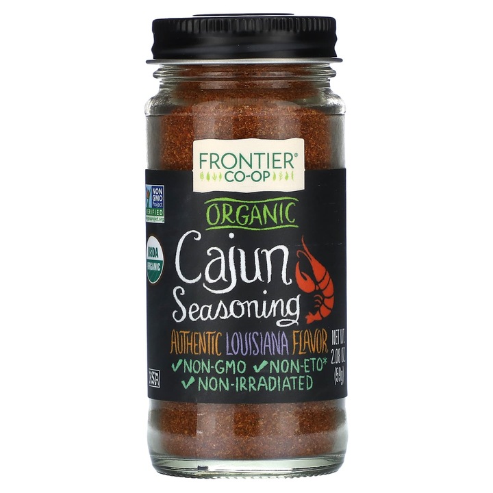 Condiment organic, Frontier Co-op, condimente kajun, 59 g, fara ETO, certificat USDA Organic