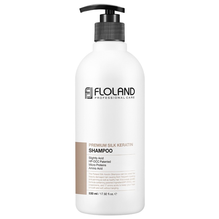 Floland Premium Silk Keratin Shampoo 530ml-Премиум първокласен корейски шампоан с копринен кератин