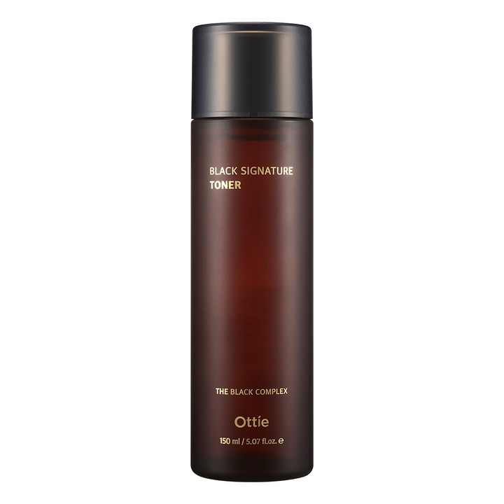 Ottie Black Signature Toner pentru față cu mucină de melc negru, perle negre și ceai negru