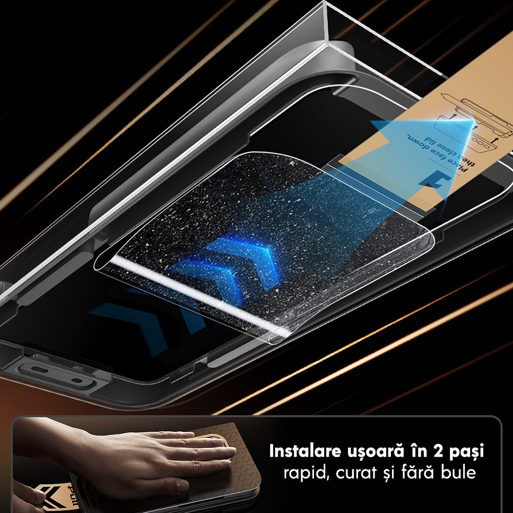 Folie sticla pentru Samsung Galaxy S26 Ultra ESR Corning Gorilla Glass UltraFit™ cu aplicator automat, Potrivire automata, Transparenta