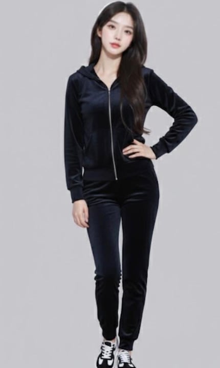 Trening de dama din catifea, bleumarin, Albastru