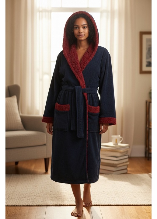 Дамски халати, Червен/Тъмносин
