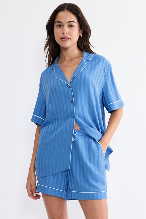 Triumph, Къса пижама с копчета, Тъмносин/Бял