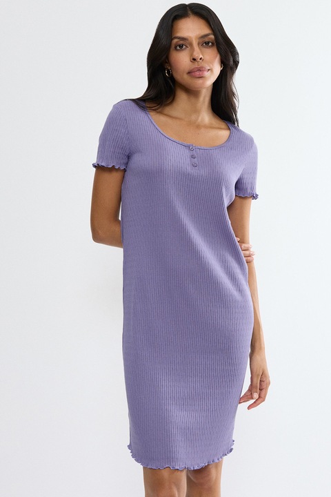 Triumph, Pamuttartalmú bordázott miniruha, Lila