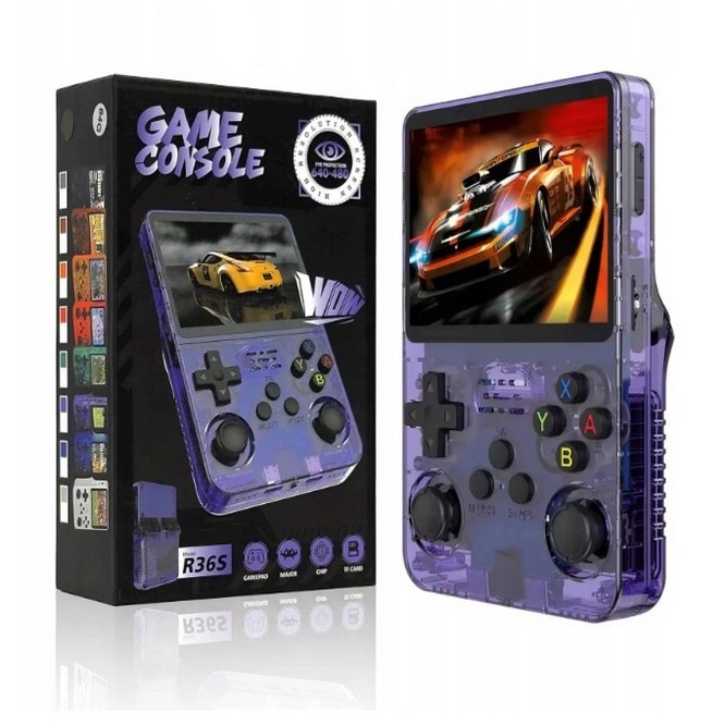 Consolă de jocuri portabilă SkyTechs R36S, 128 GB, ecran IPS 3.5 inch, Wi-Fi, violet