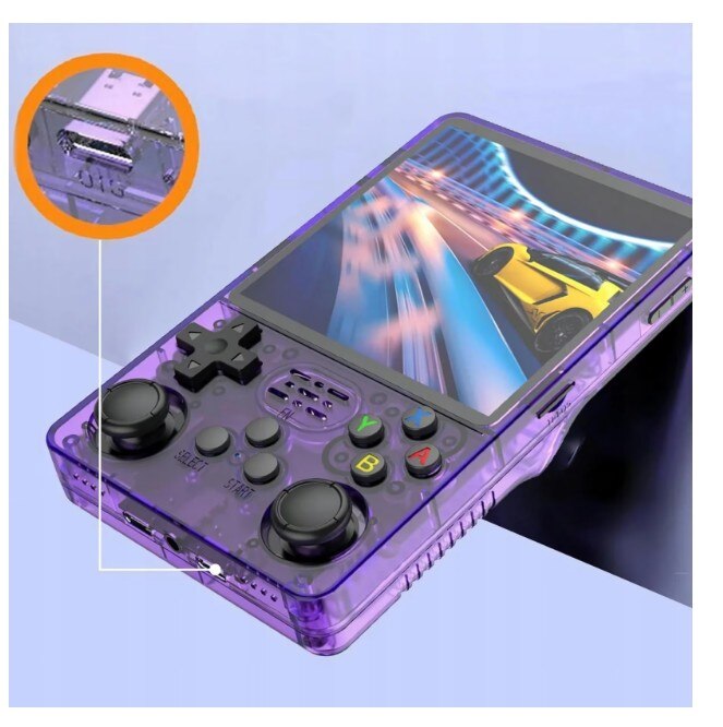 Consolă de jocuri portabilă SkyTechs R36S, 128 GB, ecran IPS 3.5 inch, Wi-Fi, violet