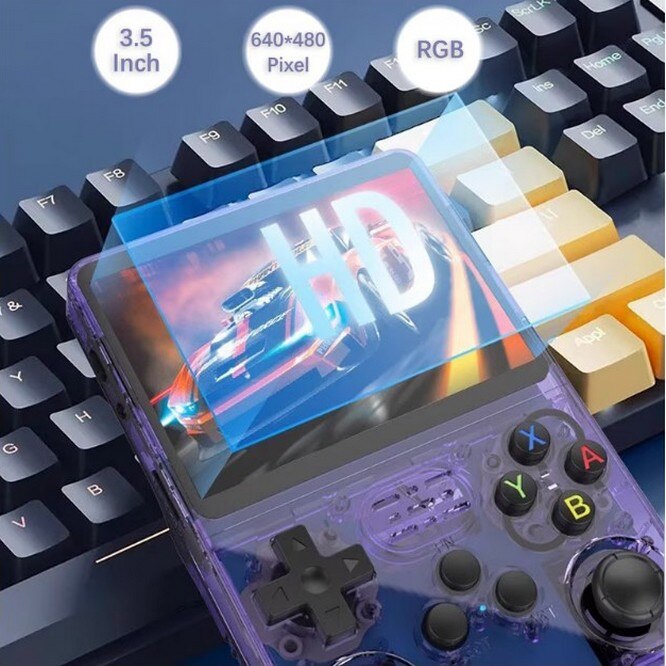 Consolă de jocuri portabilă SkyTechs R36S, 128 GB, ecran IPS 3.5 inch, Wi-Fi, violet