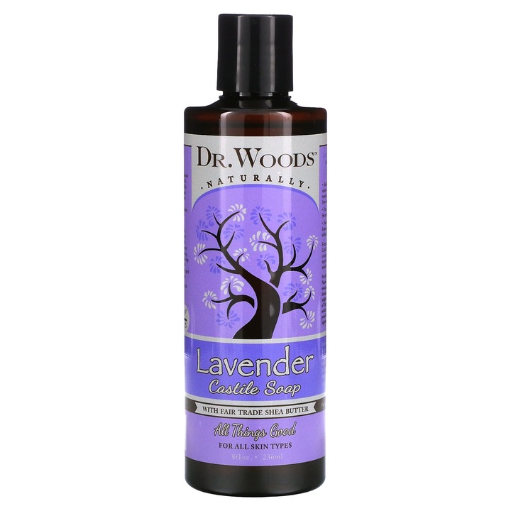 Sapun Castilian Dr. Woods cu Lavanda si Unt de Shea, 236 ml, Vegan, Fara Parabeni