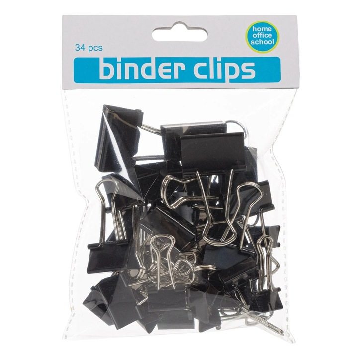 Clips de Birou Metalic Negru 3 Marimi - 34buc