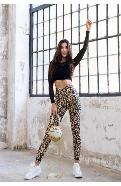 Női leopárd mintás leggings a mindennapi kényelemért, Többszínű