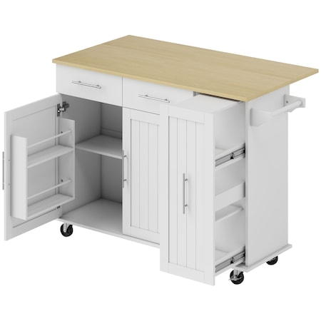 Insula Roti Insula HOMCOM pentru bucatarie cu 5 roti, suport pentru prosoape, 2 ...