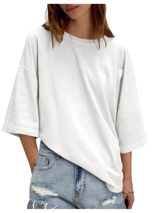 Tricou dama, Imily Bela, oversize, maneca jumatatoare（10228）, Alb