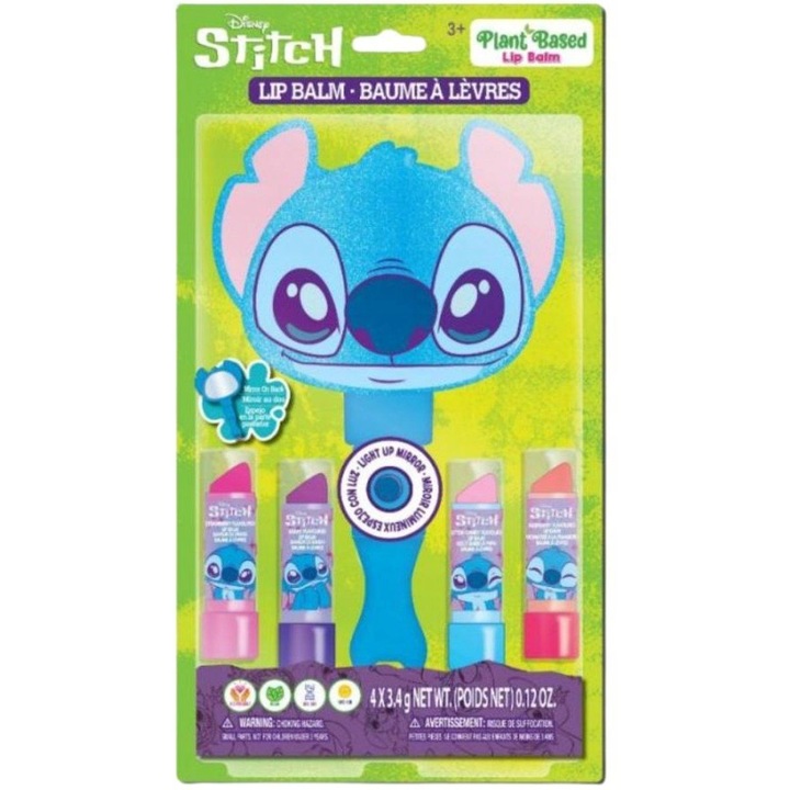 Set cosmetic copii, KIDS, oglindă iluminată, 4 balsamuri de buze, multicolor, pentru peste 3 ani