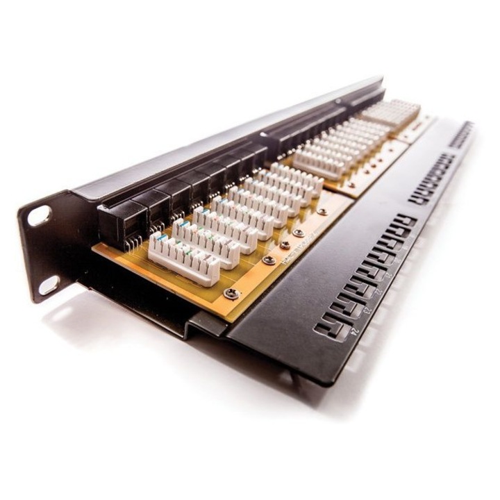 Patch panel 24 porturi Keline, 1U, RJ45, CAT6, negru
