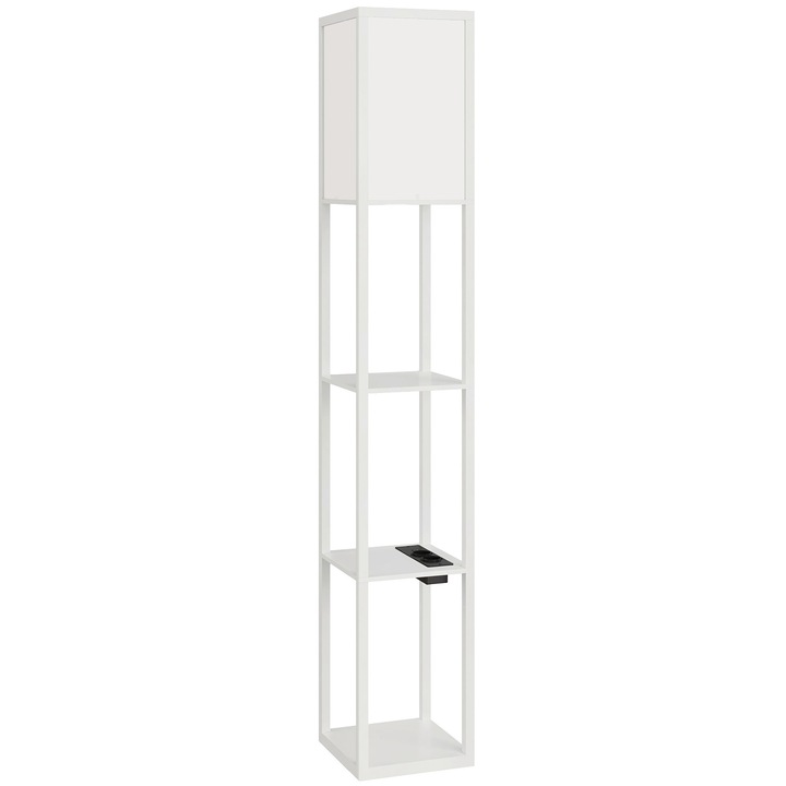 Lampa de Podea, HOMCOM, Acril, MDF,26 x 26 x 160 cm, Alb