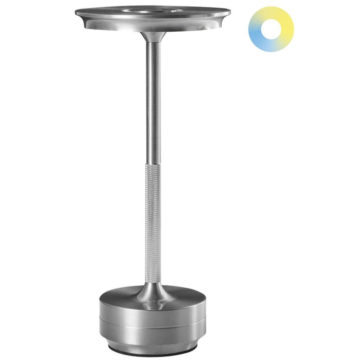Vezeték nélküli LED asztali lámpa Mago Dimmer funkcióval Fém Ezüst