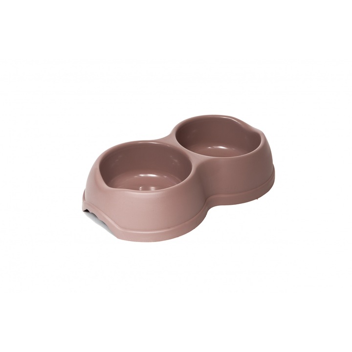 Castron dublu LeoPet Enjoy pentru câini și pisici, 0.5L și 1.2L, plastic rezistent, antiderapant