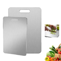 Set tocatoare de bucatarie, Aiorber, 2 piese, Masa de taiat din otel inoxidabil din titan, inox, durabila, anti-alunecare, esentiala pentru bucatarie, 34x23cm and 24x15cm, argintiu