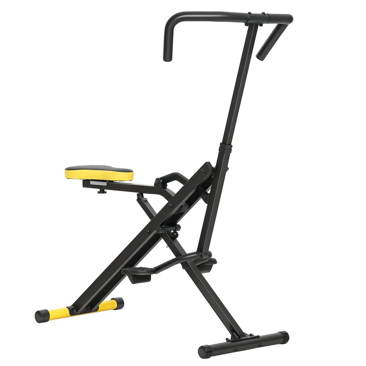 SPORTNOW Уред Total Crunch Сгъваем с Регулируема Седалка, от Метал и Пластмаса, 57x105x115 см, Жълт