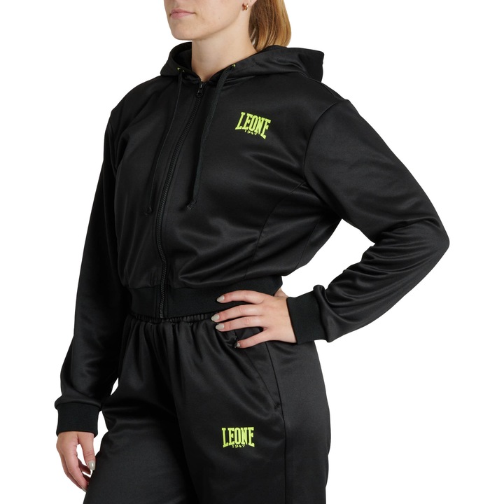 Hanorac scurt pentru femei Leone1947 WACS, negru, poliester, mărimea S