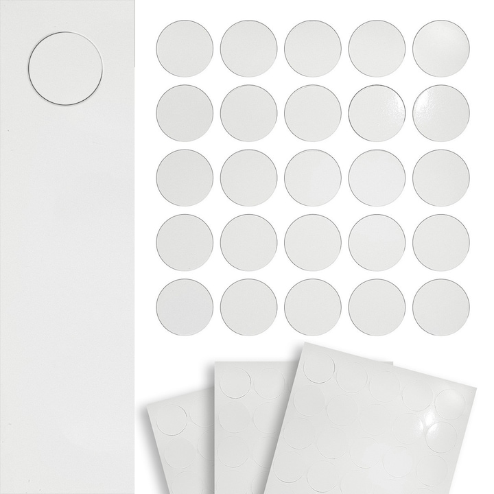 Autocolante de mascare pentru suruburi, Ø 14 mm, 75 de bucati, DecoMeister®, Model Alb Lucios, ZM285-0014X3